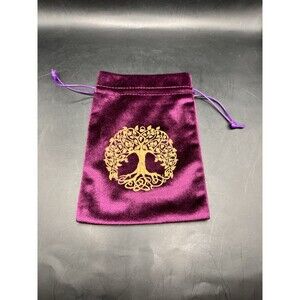 Tarot Cards Bag Pouch 5 X 7 Purple Velvet Gold Tree Of Life Trinkets
